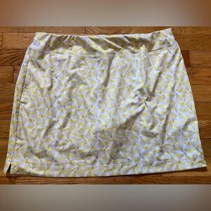 NIKE Fit Dry Golf Womens XL (14-16) Skort Yellow White Print Tennis Pickleball